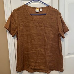 Rust brown linen t shirt
